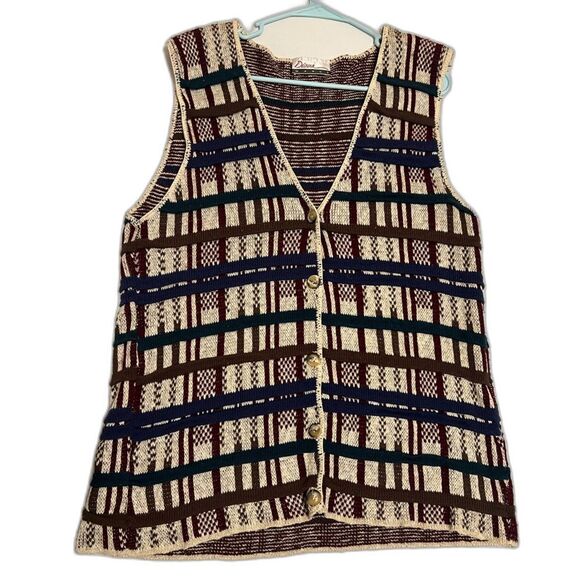Jackets & Blazers - Striped Knit Vest with Button Details